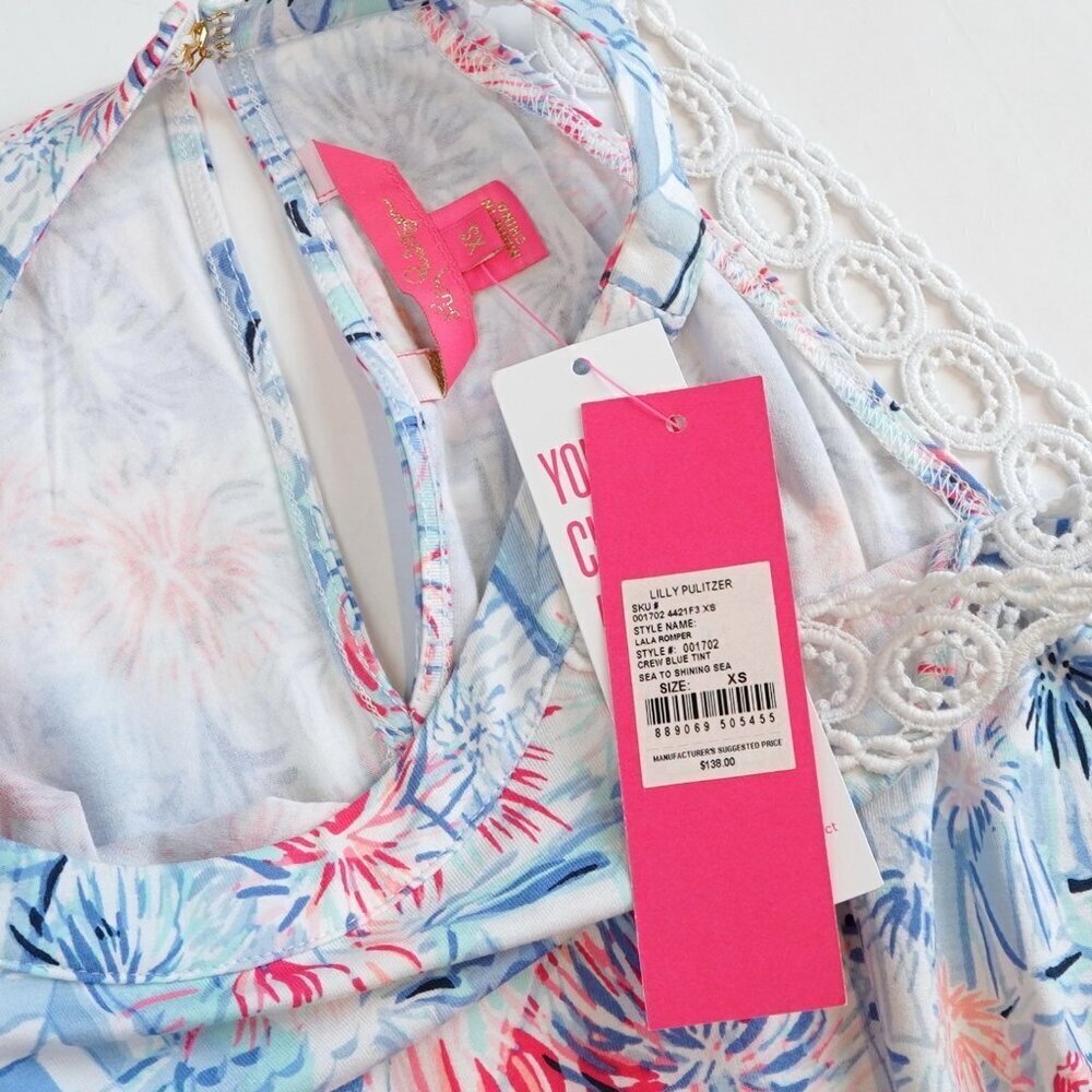 Lilly Pulitzer Lala Romper Sea to Shining Sea Sailboat Fireworks - Size XS - NWT - Picture 3 of 5